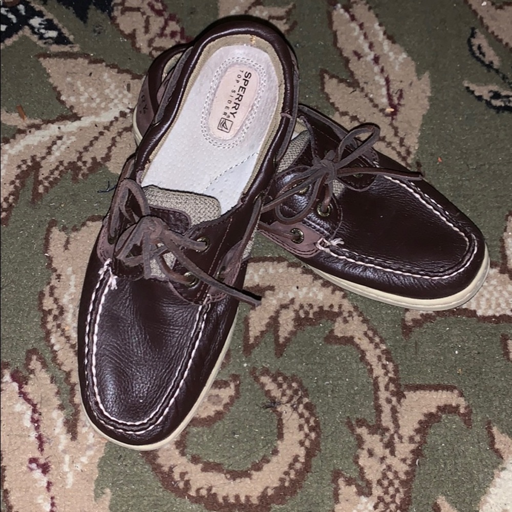 Dark brown sperry topsiders